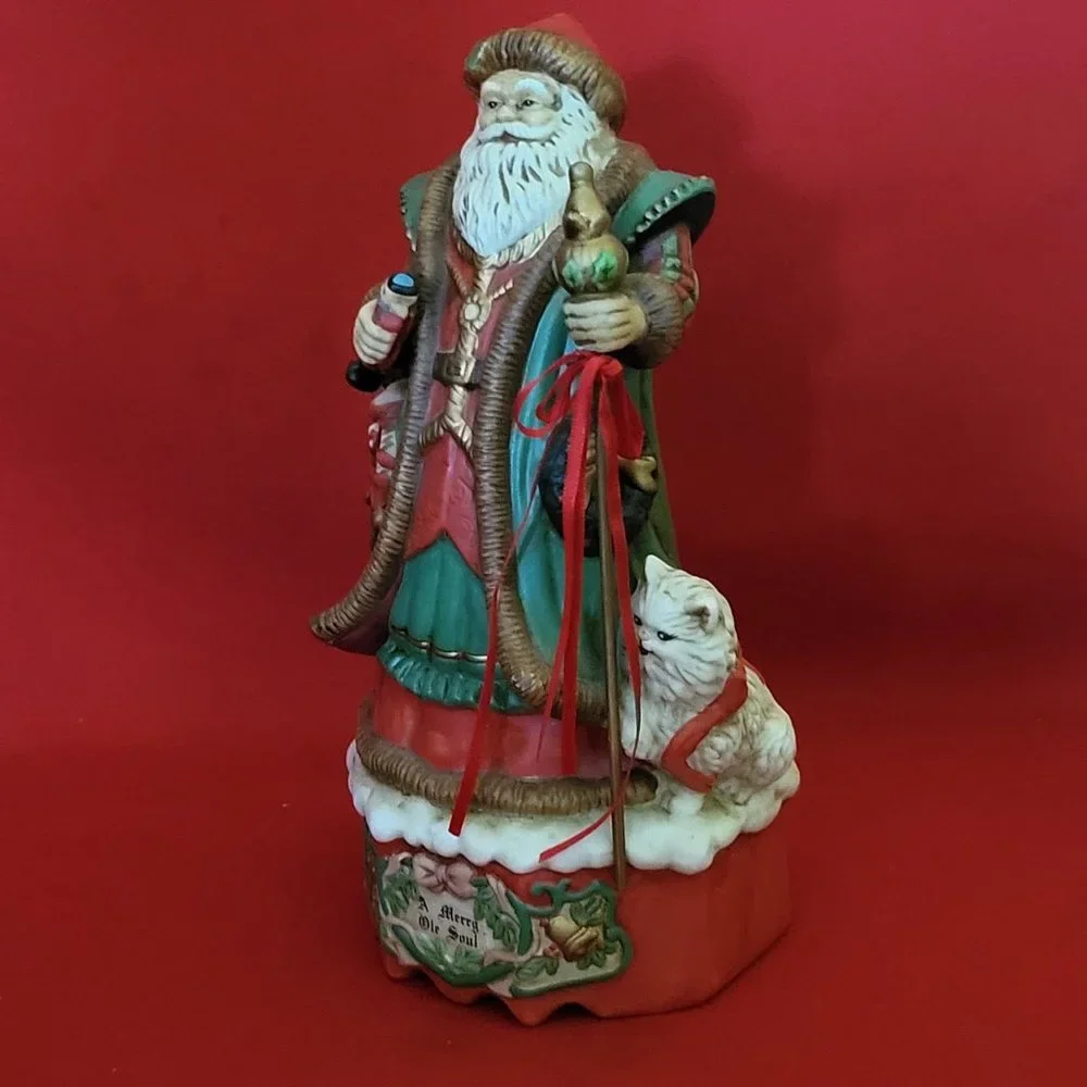 VTG Porcelain Santa Musical Plays Santa Claus Is Coming To Town Merry Ole Soul I